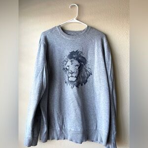 Old Navy Gray Lion Graphic Men's Crewneck Sweater